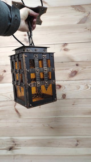 Handmade Medieval Forged Lantern: Rustic Gothic Pendant Light