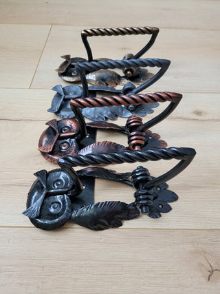 Hand Forged Owl Door Handle: Wrought Iron Barn Decor