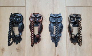 Hand Forged Owl Door Handle: Wrought Iron Barn Decor
