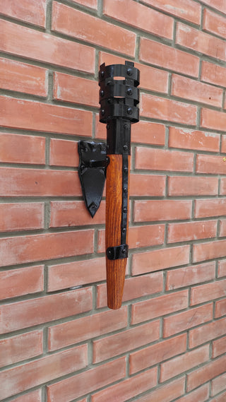 Forged Medieval Torch Wall Sconce: Viking Style Light Fixture