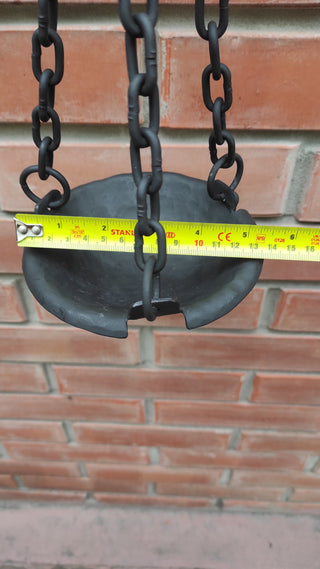 Hanging candlestick bowl on a chains, wrought iron candle holder, black matte candlestick