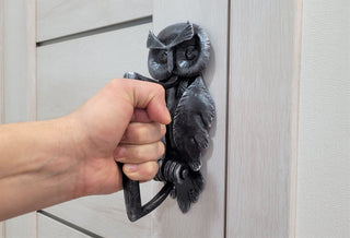 Handcrafted Forged Iron Owl Door Handle: Farmhouse Decor