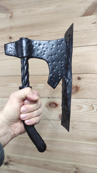 Forged Iron Axe Door Handle: Viking Barn Door Pull