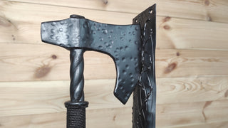 Forged Iron Axe Door Handle: Viking Barn Door Pull