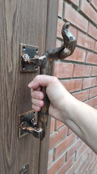 Hand Forged Dachshund Door Handle: Wrought Iron Dog Lover Decor