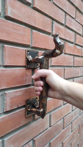 Hand Forged Dachshund Door Handle: Wrought Iron Dog Lover Decor