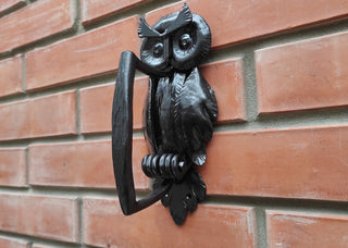 Forged Iron Owl Barn Door Handle: Farmhouse Decor