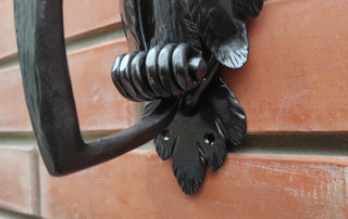 Forged Iron Owl Barn Door Handle: Farmhouse Decor