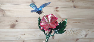 Handmade Hummingbird Flower Barn Door Handle: Metal Door Pull