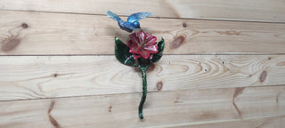 Handmade Hummingbird Flower Barn Door Handle: Metal Door Pull
