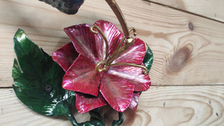 Handmade Hummingbird Flower Barn Door Handle: Metal Door Pull