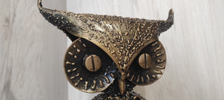 Handmade Metal Owl Figurine: Home and Garden Decor (10 inches)