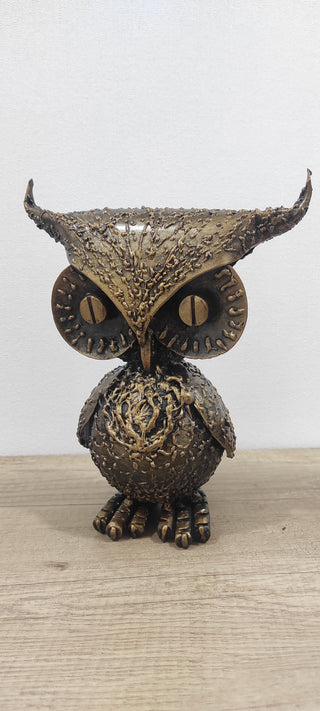 Handmade Metal Owl Figurine: Home and Garden Decor (10 inches)