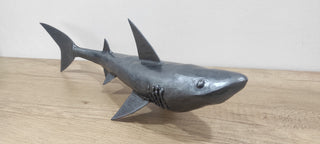 Handmade Metal Shark Figurine: 20-Inch Fish Statuette