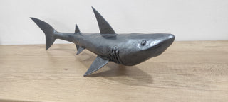 Handmade Metal Shark Figurine: 20-Inch Fish Statuette