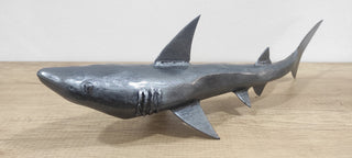 Handmade Metal Shark Figurine: 20-Inch Fish Statuette