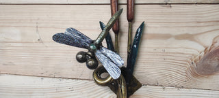 Dragonfly and Reed Barn Door Handle, Metal Door Pull