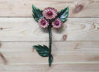 Wrought Iron Flower Door Handle: Barn Door Decor, Hand Forged