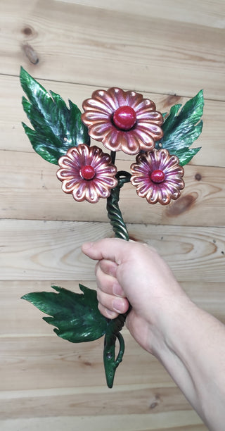 Wrought Iron Flower Door Handle: Barn Door Decor, Hand Forged