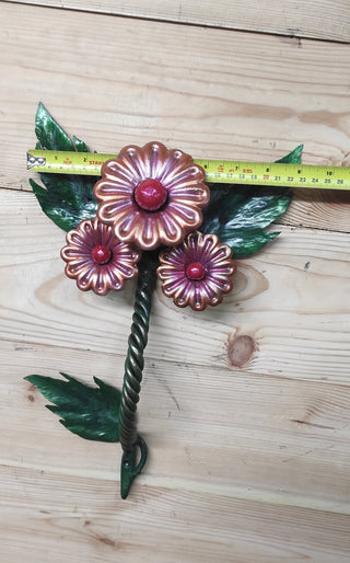 Wrought Iron Flower Door Handle: Barn Door Decor, Hand Forged