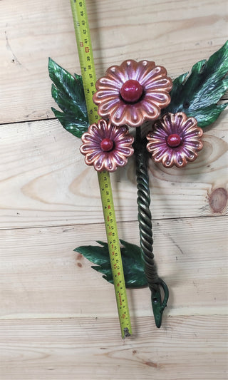 Wrought Iron Flower Door Handle: Barn Door Decor, Hand Forged