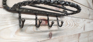 Handmade Dragon Forged Iron Coat Rack with Shelf & Hooks