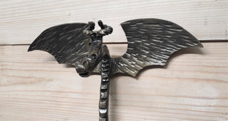 Handmade Dragon Forged Iron Coat Rack with Shelf & Hooks