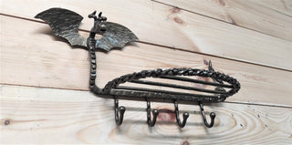 Entryway coat metal rack with shelf, Coat rack with hooks and storage, Iron hallway wall mounted coat hanger