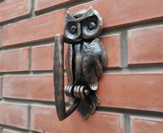 Forged Iron Owl Barn Door Handle: Farmhouse Animal Door Pull