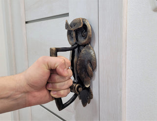 Handcrafted Forged Iron Owl Door Handle: Farmhouse Decor