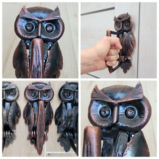 Handcrafted Forged Iron Owl Door Handle: Farmhouse Decor