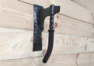 Forged Iron Axe Door Handle: Viking Barn Door Pull