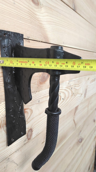 Forged Iron Axe Door Handle: Viking Barn Door Pull