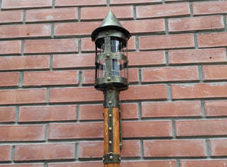 Wall sconce torch with a wooden handle in medieval, Viking style, Wall light handcrafted