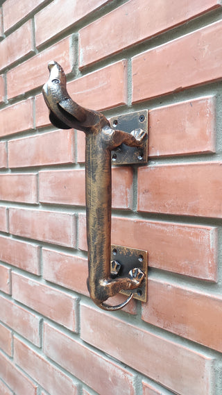 Hand Forged Dachshund Door Handle: Wrought Iron Dog Lover Decor