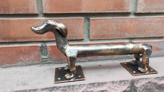 Hand Forged Dachshund Door Handle: Wrought Iron Dog Lover Decor