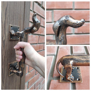 Hand Forged Dachshund Door Handle: Wrought Iron Dog Lover Decor