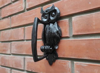 Forged Iron Owl Barn Door Handle: Farmhouse Decor