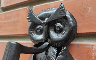 Forged Iron Owl Barn Door Handle: Farmhouse Decor