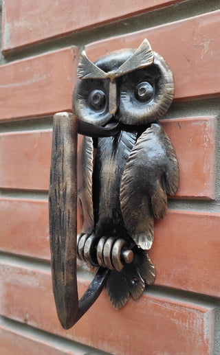 Forged Iron Owl Barn Door Handle: Farmhouse Animal Door Pull