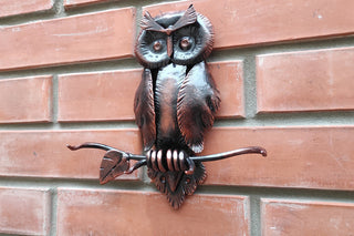 Handmade Metal Owl Key Holder: Rustic Wall Hooks, Home Decor