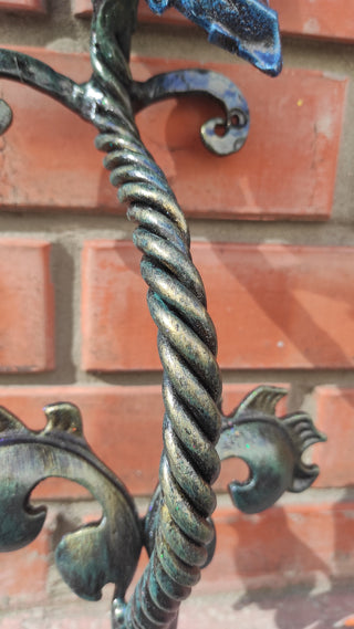 Hand Forged Flower Door Handle: Wrought Iron Barn Decor