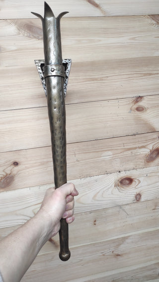 Hand Forged Wrought Iron Viking Torch Wall Sconce