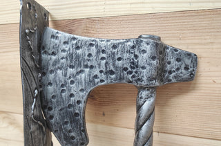 Forged Iron Axe Door Handle: Viking Barn Door Pull