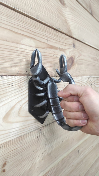 Hand Forged Scorpion Door Handle: Unique Iron Barn Door Pull