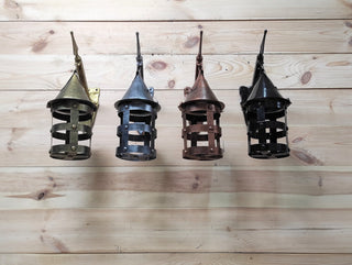 Hand Forged Wall Lantern: Medieval Viking Style Spear Light