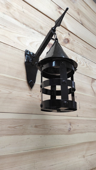 Wall light, Wall lantern on a spear, medieval lamp, primitive light, rustic lamp, Viking Style, hanging lamp