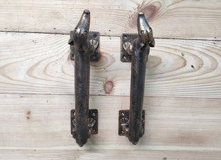 Set of door handles, Dachshund, Dog barn door handle, door handle, metal handle, hand forged handle