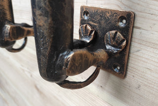 Set of Hand-Forged Dachshund Door Handles: Wrought Iron Dog Decor