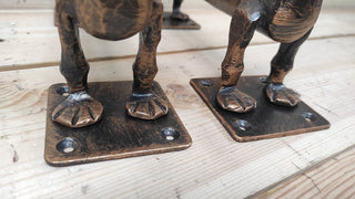 Set of Hand-Forged Dachshund Door Handles: Wrought Iron Dog Decor